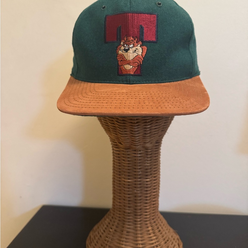 Green and Tan Cap with Cartoon Character